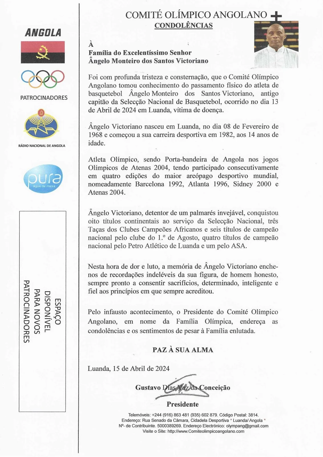 Nota de Condolencias